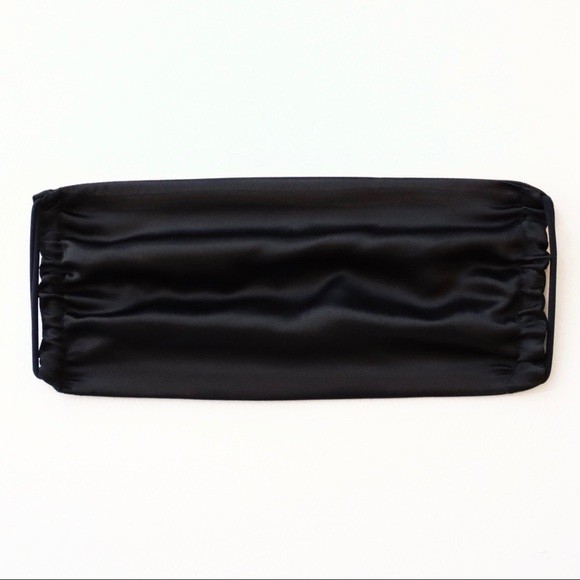 đź–¤ Black Satin Face Mask w/Gunmetal Chain - Picture 3 of 5